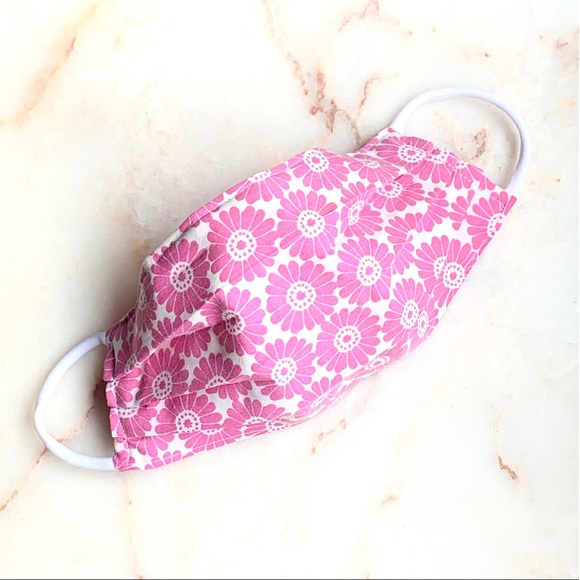 ( 1 LEFT ) ADULT CLOTH FACE MASK_PINK FLOWERS - Picture 4 of 9